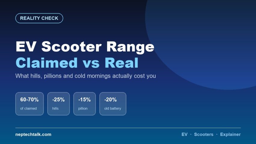 Electric scooter claimed vs real range on Nepal hills