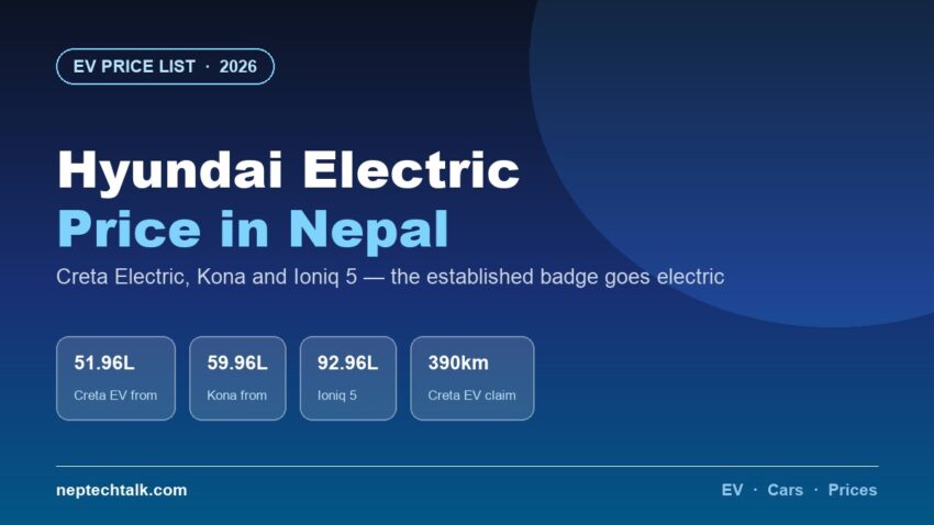Hyundai electric car price list in Nepal 2026 with Creta Electric and Ioniq 5