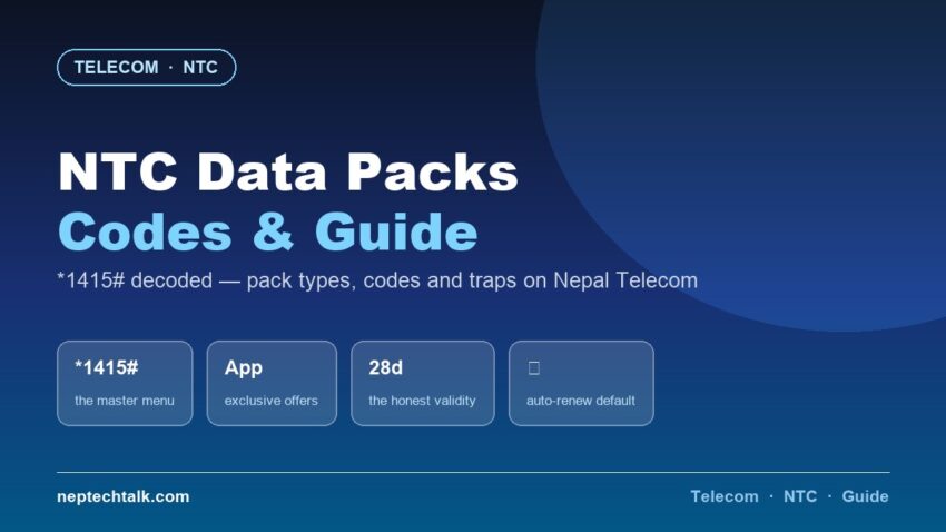 NTC data pack list with USSD codes for Nepal Telecom 2026