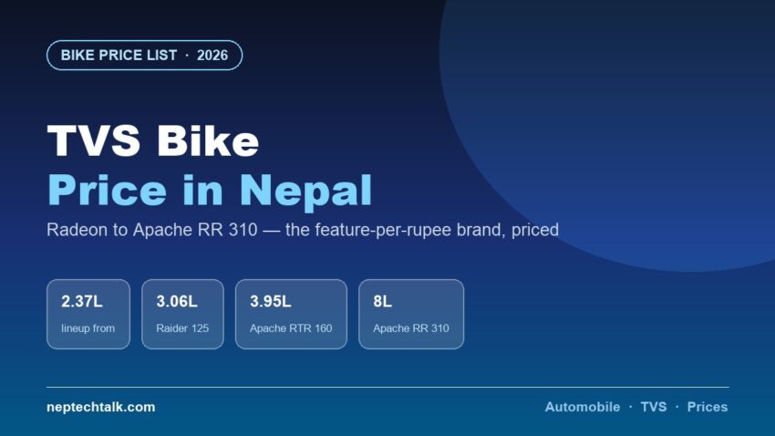 TVS bike price list in Nepal 2026 with Apache and Raider