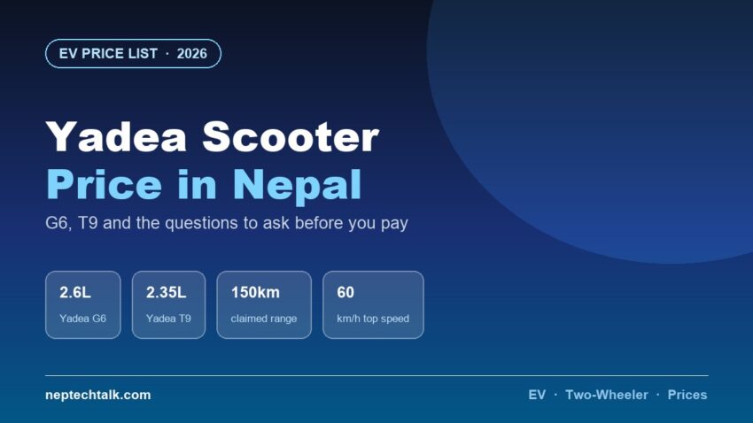 Yadea electric scooter price in Nepal 2026 with G6 and T9 models